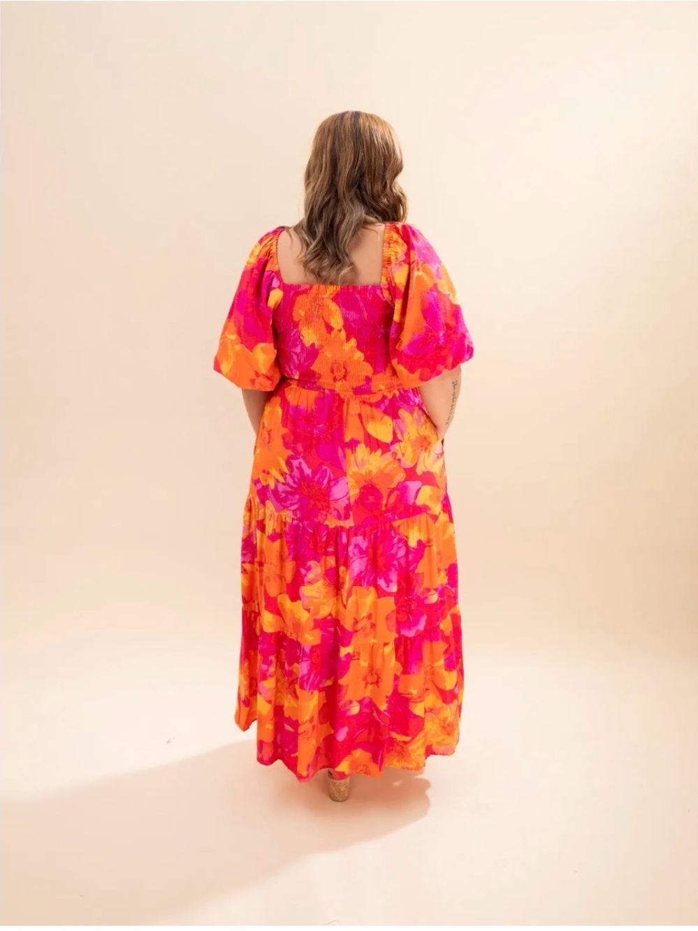 oddi Floral Maxi Dress in Hot Pink & Orange tropical barbie
